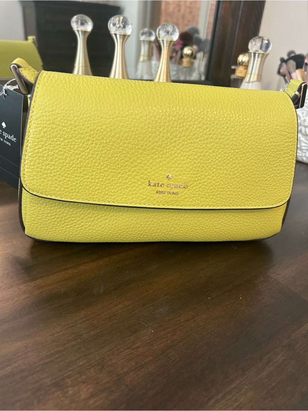 Kate Spade Lemon Yellow Pebbled Leather Crossbody Bag